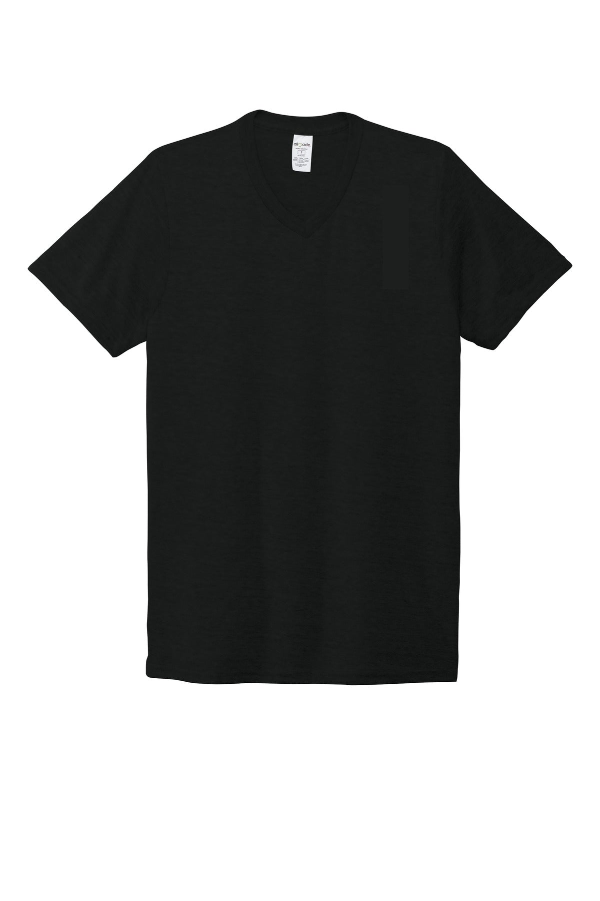 Allmade Unisex Tri-Blend V-Neck Tee - Deep Black - flat front