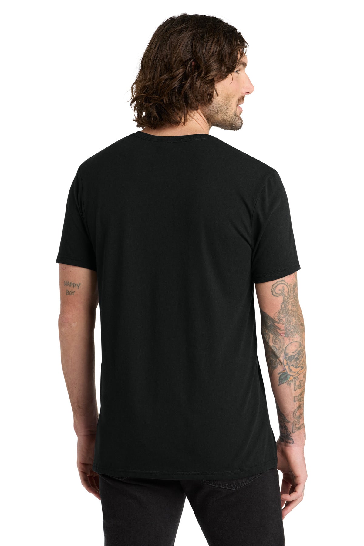 Allmade Unisex Tri-Blend V-Neck Tee - Deep Black - back