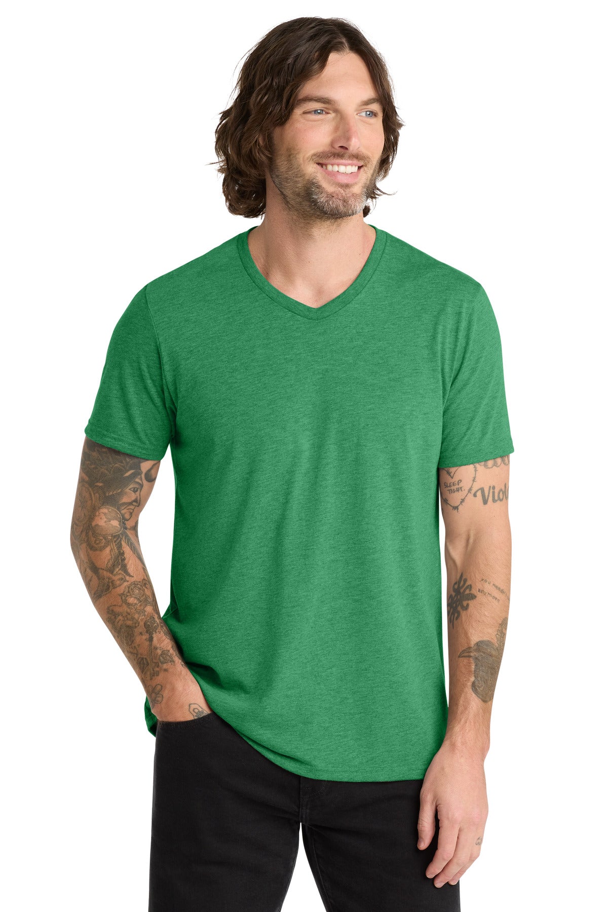 Allmade Unisex Tri-Blend V-Neck Tee - Enviro Green - front