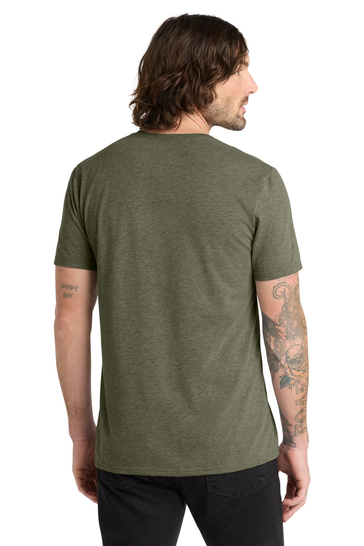 Allmade Unisex Tri-Blend V-Neck Tee - Olive You Green - back