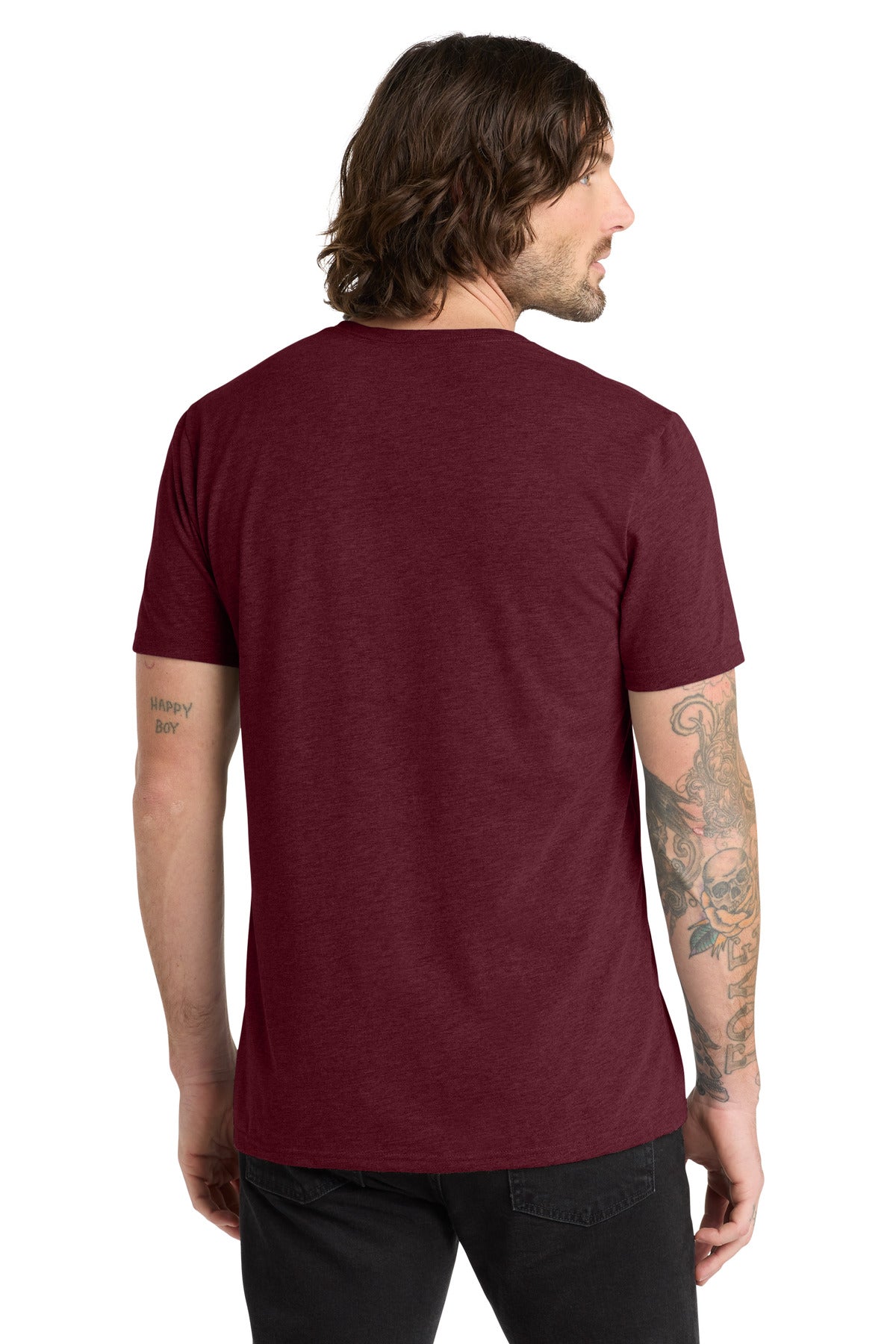 Allmade Unisex Tri-Blend V-Neck Tee - Vino Red - back