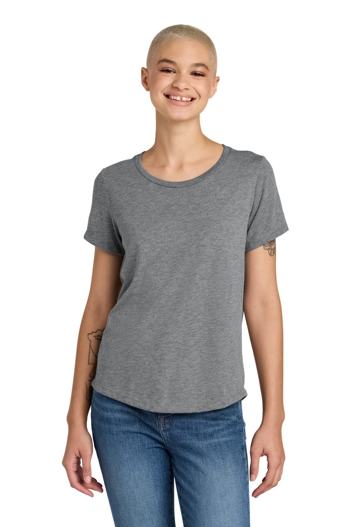 Allmade Women's Relaxed Tri-Blend Scoop Neck Tee - Aluminum Grey - front