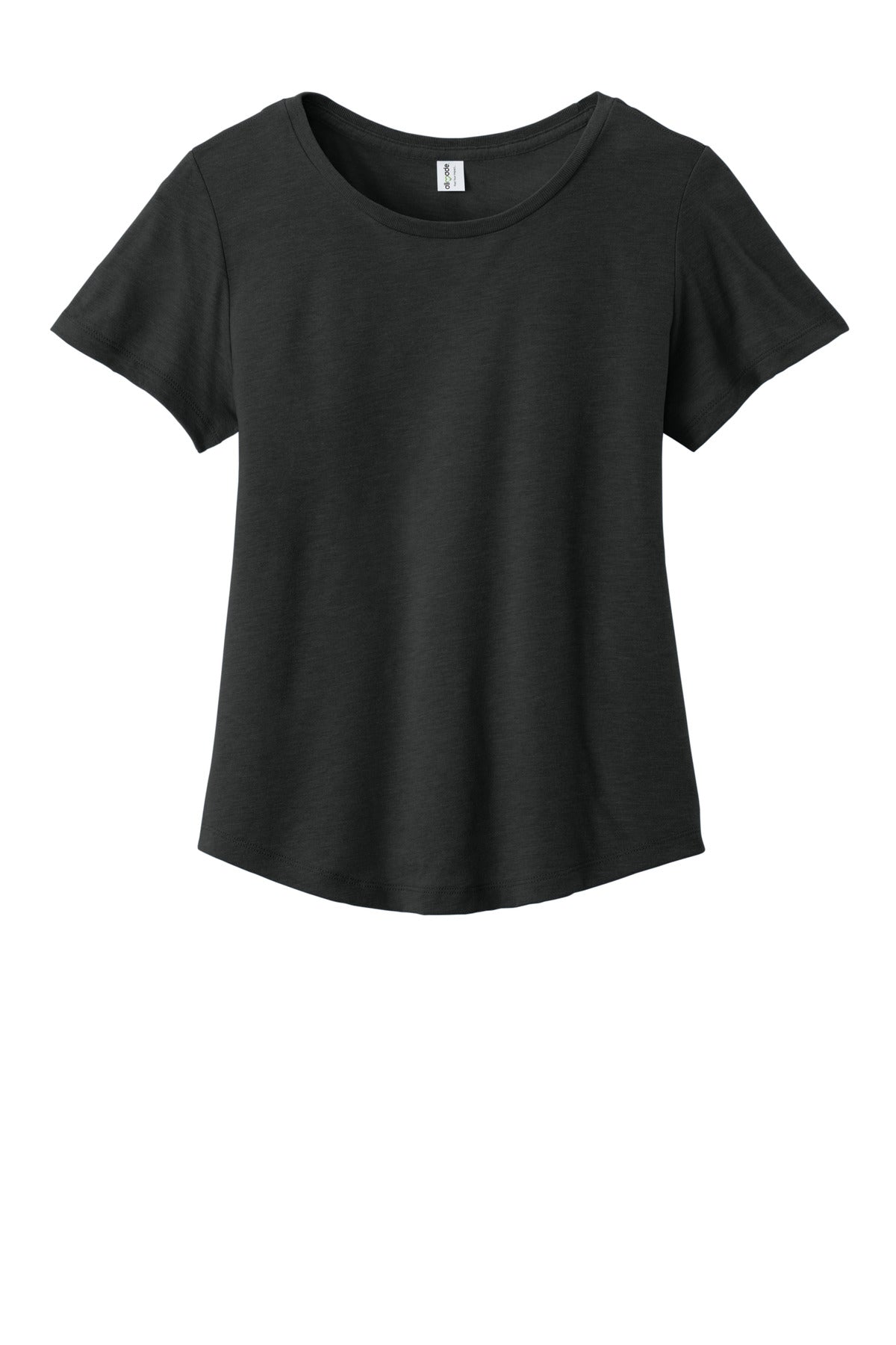 Allmade Women's Relaxed Tri-Blend Scoop Neck Tee - Deep Black - flat front