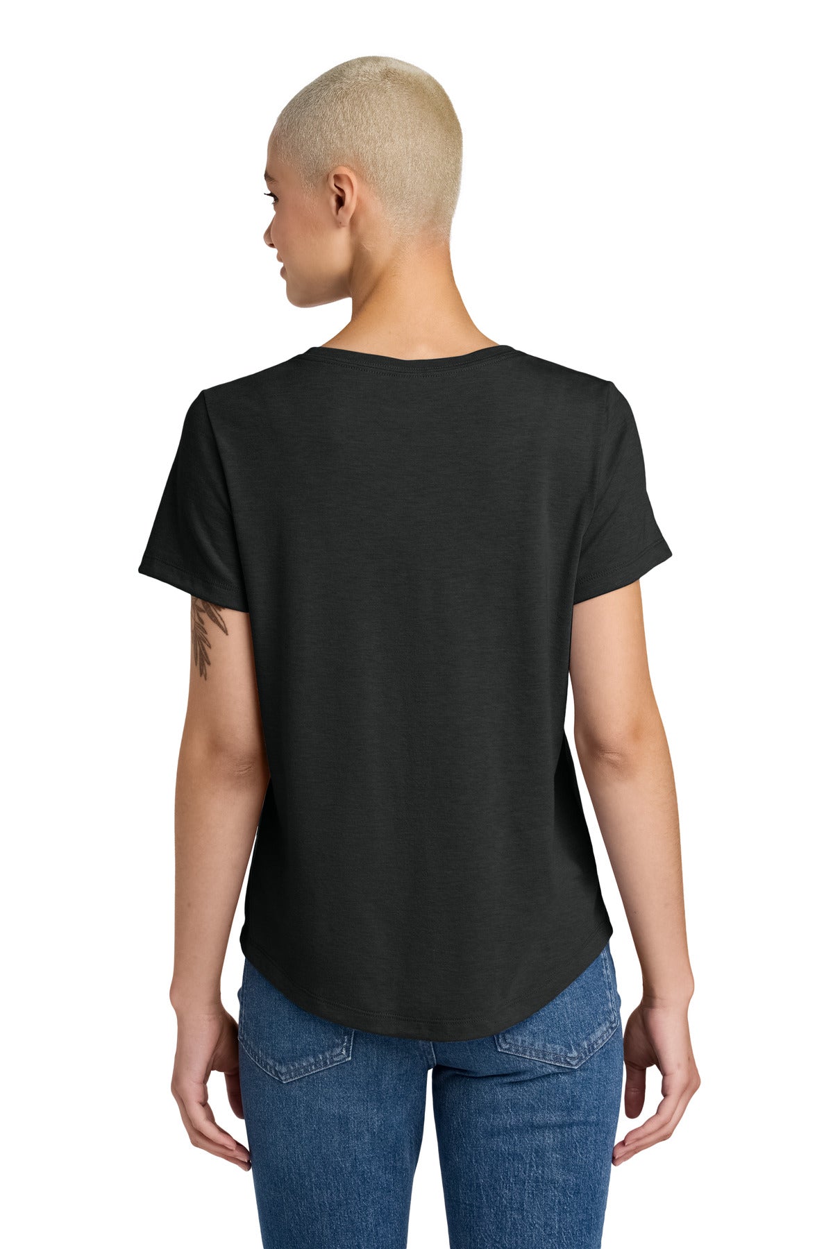 Allmade Women's Relaxed Tri-Blend Scoop Neck Tee - Deep Black - back