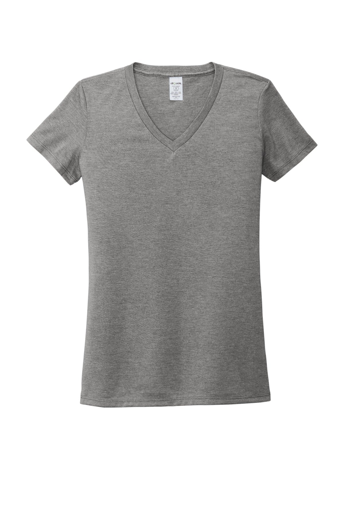 Allmade Women's Tri-Blend V-Neck Tee - Aluminum Grey - flat front