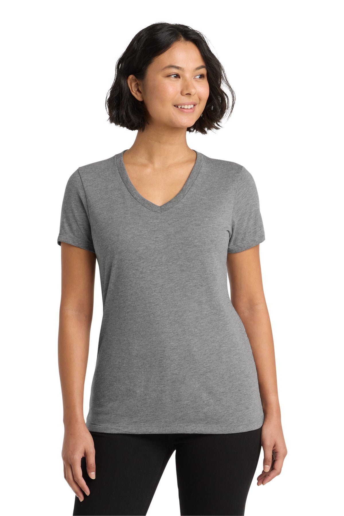 Allmade Women's Tri-Blend V-Neck Tee - Aluminum Grey - front