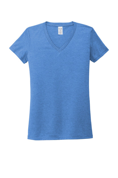 Allmade Women's Tri-Blend V-Neck Tee - Azure Blue - flat front