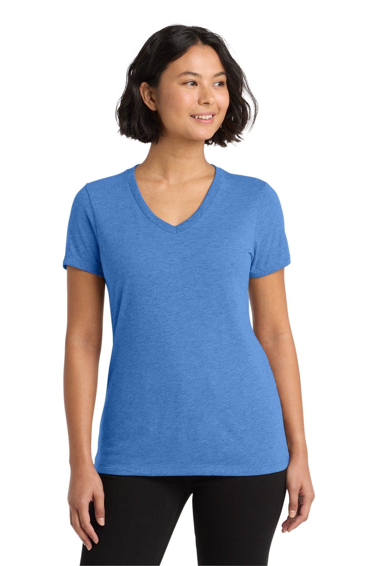 Allmade Women's Tri-Blend V-Neck Tee - Azure Blue - front