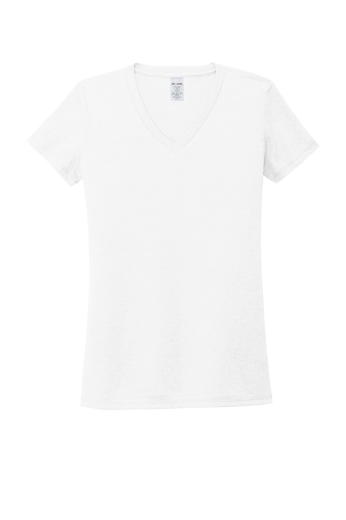 Allmade Women's Tri-Blend V-Neck Tee - Bright White - flat front