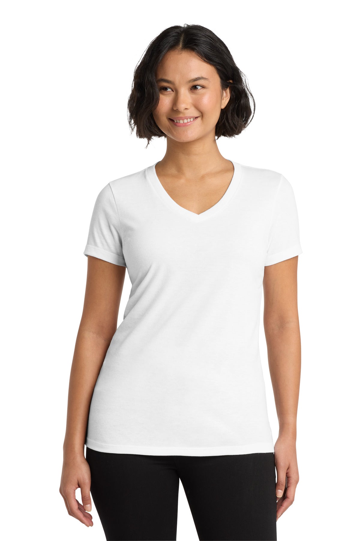 Allmade Women's Tri-Blend V-Neck Tee - Bright White - front