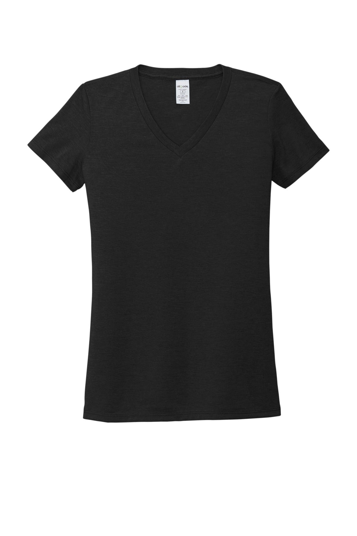 Allmade Women's Tri-Blend V-Neck Tee - Deep Black - flat front