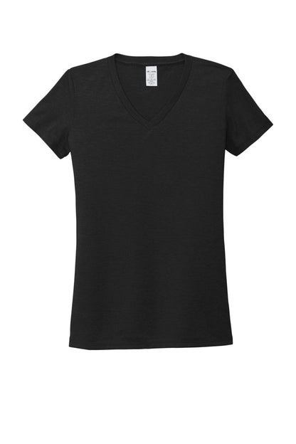 Allmade Women's Tri-Blend V-Neck Tee - Deep Black - flat front