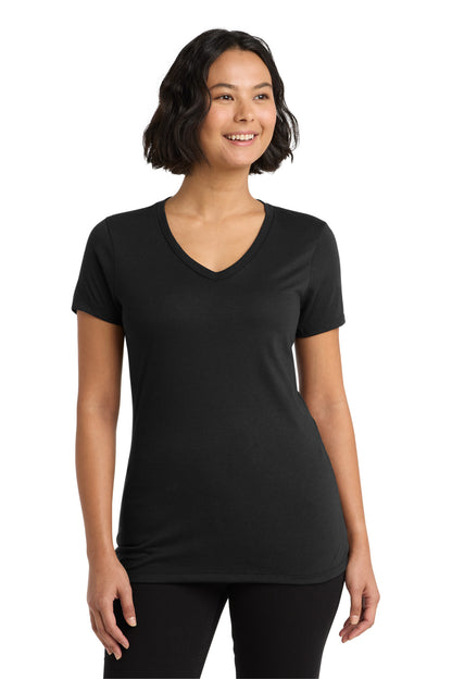 Allmade Women's Tri-Blend V-Neck Tee - Deep Black - front