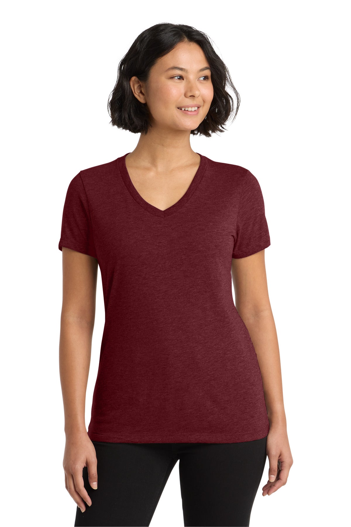 Allmade Women's Tri-Blend V-Neck Tee - Vino Red - front