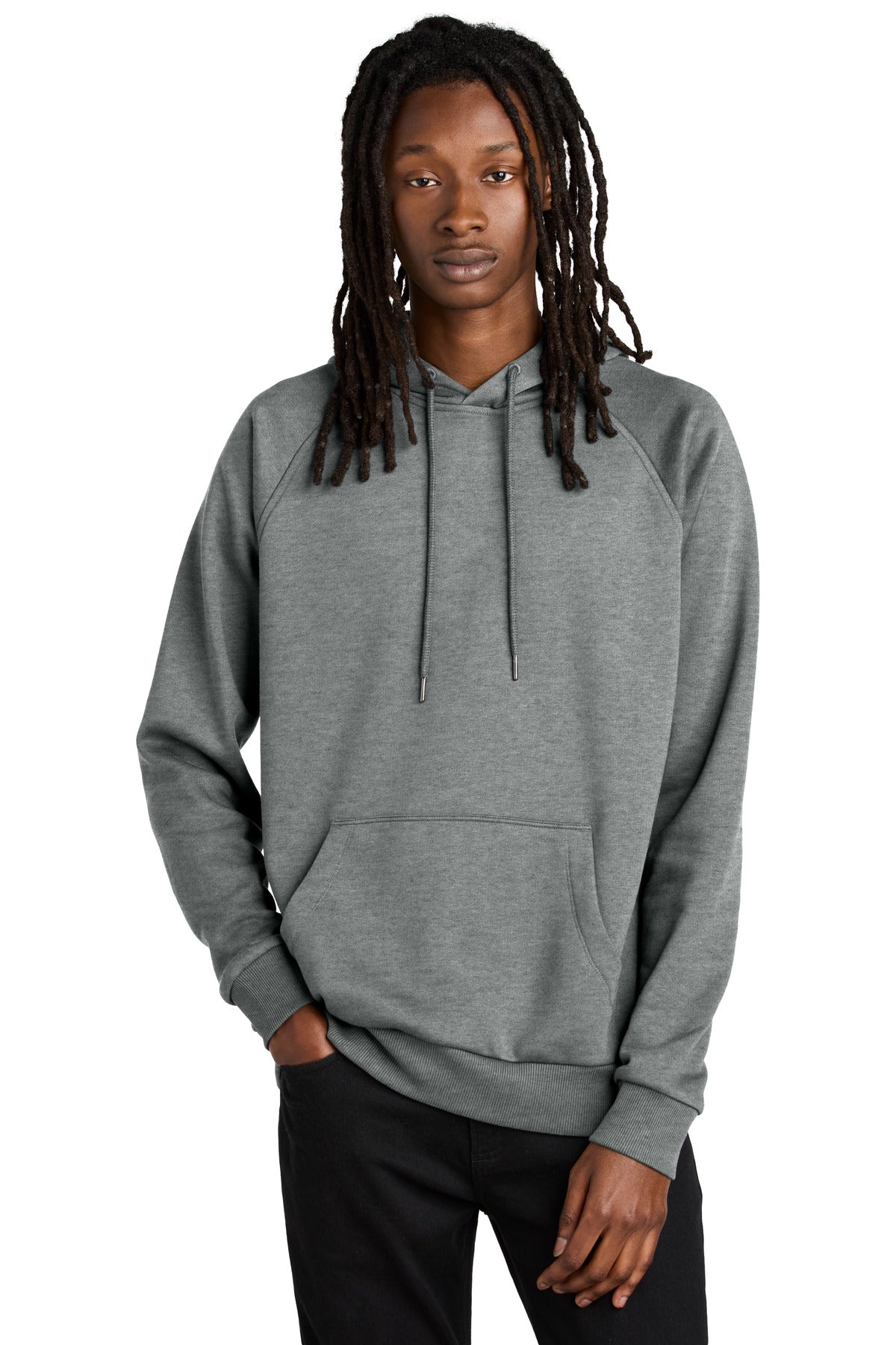 Allmade Unisex Organic CVC Fleece Pullover Hoodie - Aluminum Grey Heather - front