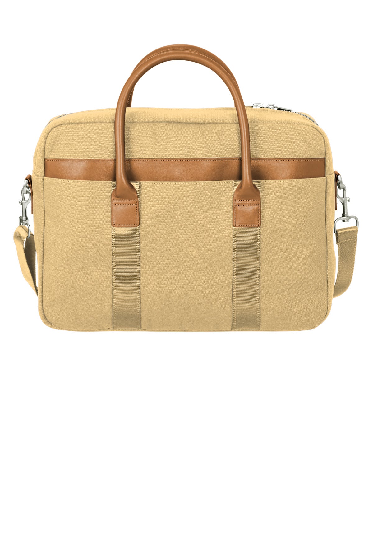 Brooks Brothers Wells Briefcase - Ledger Khaki - flat back