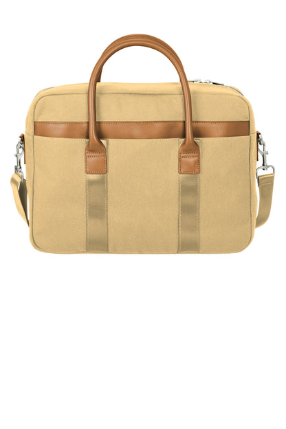 Brooks Brothers Wells Briefcase - Ledger Khaki - flat back