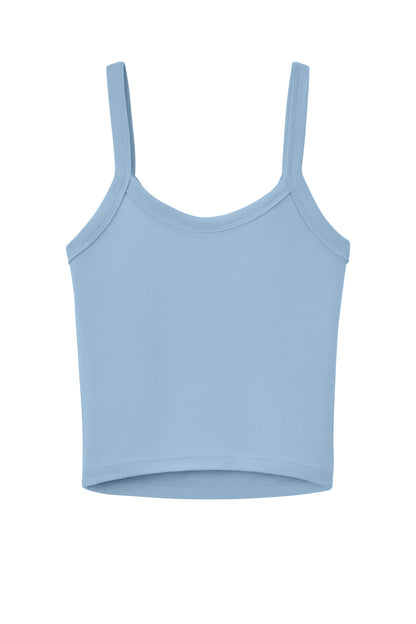 BELLA+CANVAS Women's Micro Rib Spaghetti Strap Tank - Solid Baby Blue Blend - flat back