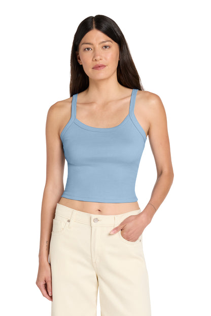 BELLA+CANVAS Women's Micro Rib Spaghetti Strap Tank - Solid Baby Blue Blend - front