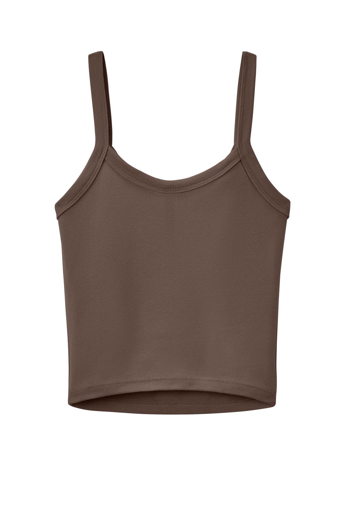 BELLA+CANVAS Women's Micro Rib Spaghetti Strap Tank - Solid Cocoa Blend - flat back