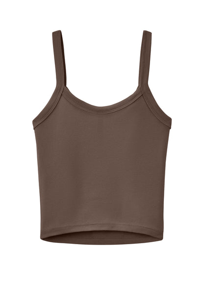 BELLA+CANVAS Women's Micro Rib Spaghetti Strap Tank - Solid Cocoa Blend - flat back