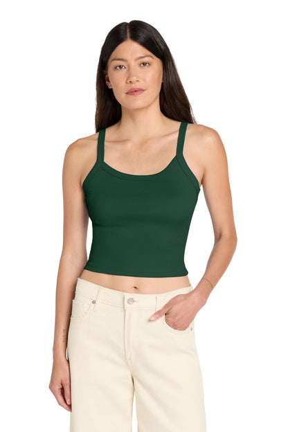 BELLA+CANVAS Women's Micro Rib Spaghetti Strap Tank - Solid Forest Blend - front
