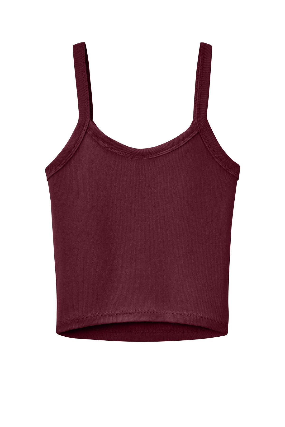 BELLA+CANVAS Women's Micro Rib Spaghetti Strap Tank - Solid Maroon Blend - flat back