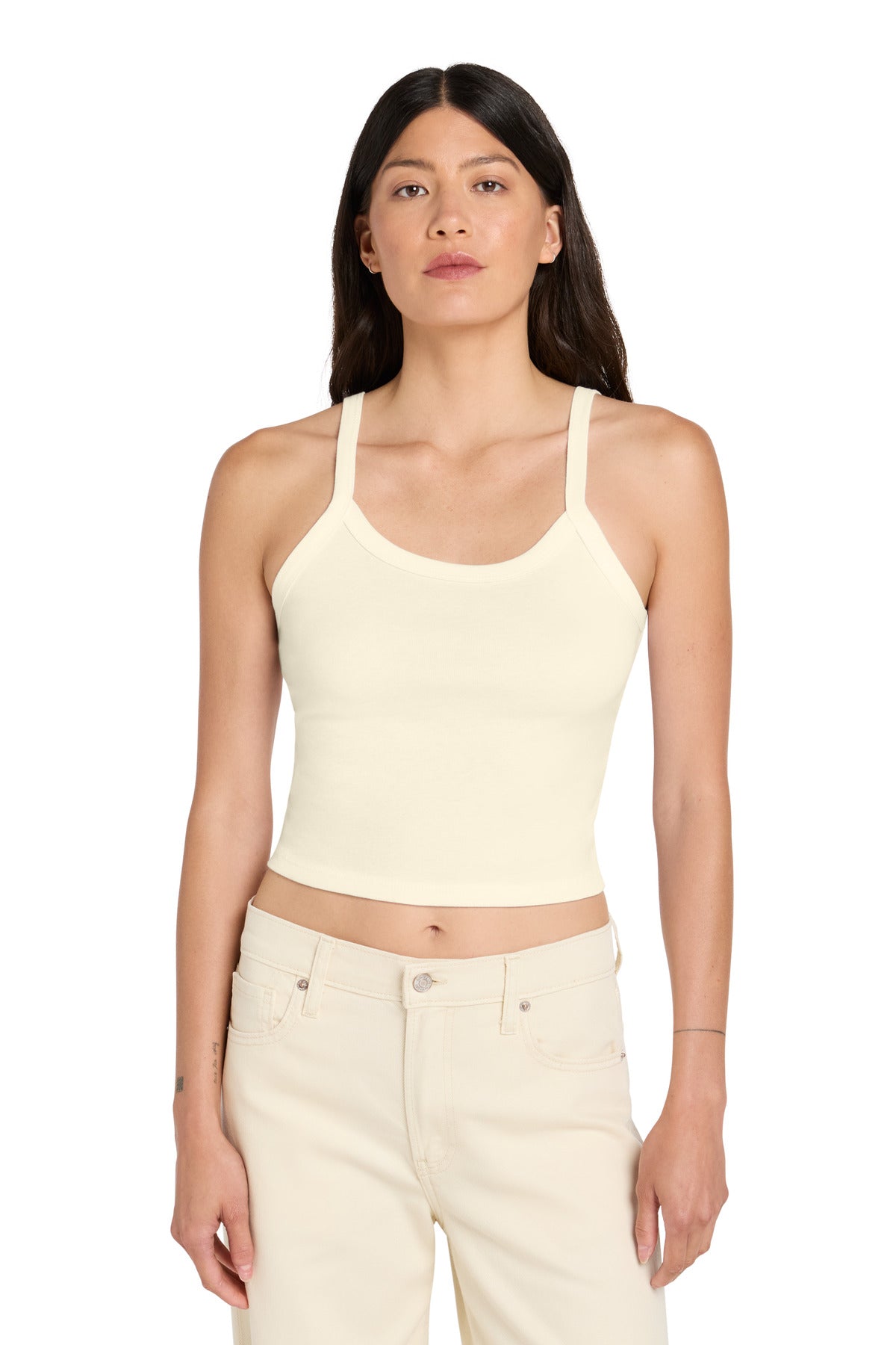 BELLA+CANVAS Women's Micro Rib Spaghetti Strap Tank - Solid Natural Blend - front