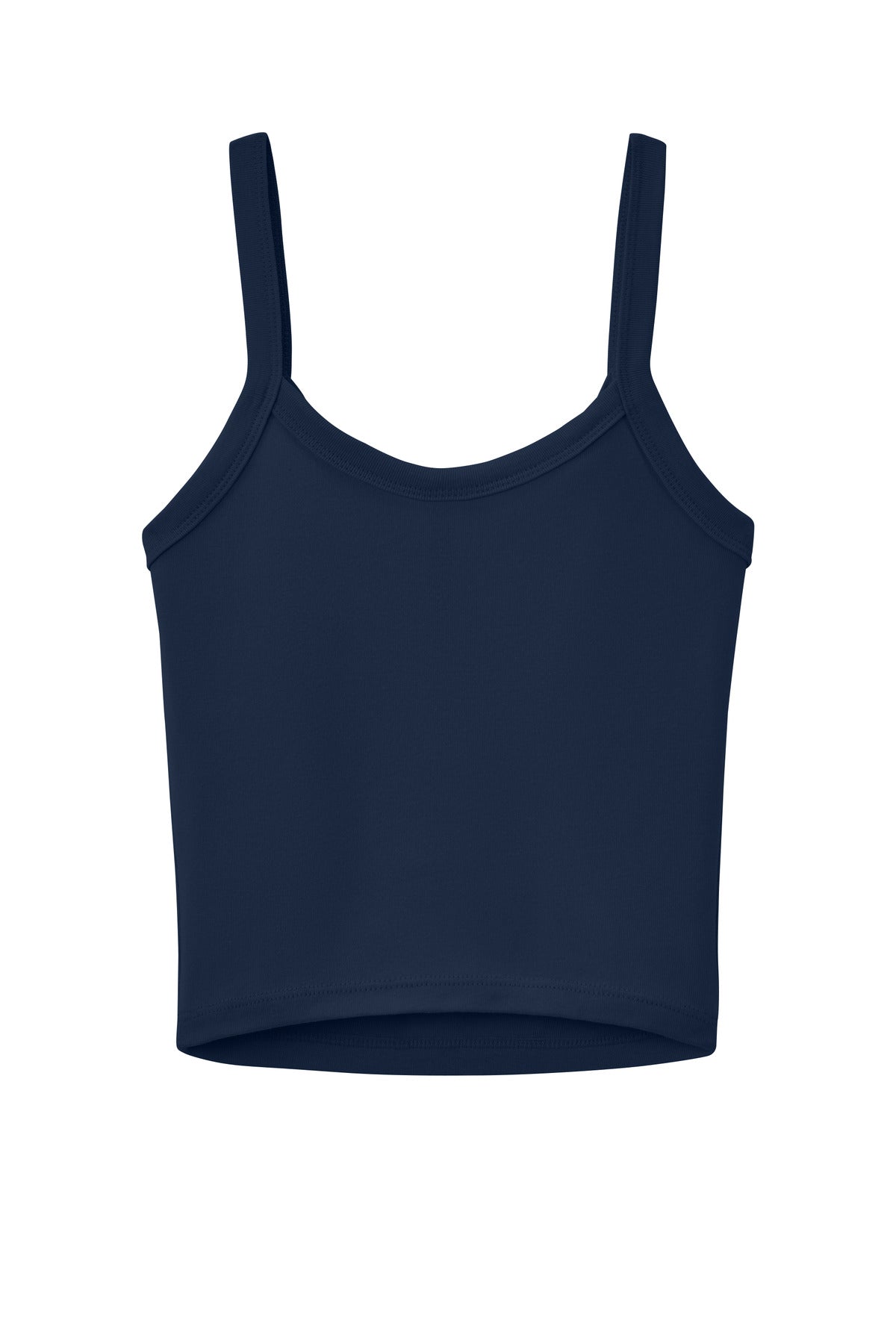 BELLA+CANVAS Women's Micro Rib Spaghetti Strap Tank - Solid Navy Blend - flat back