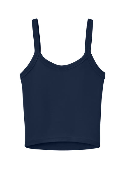 BELLA+CANVAS Women's Micro Rib Spaghetti Strap Tank - Solid Navy Blend - flat back