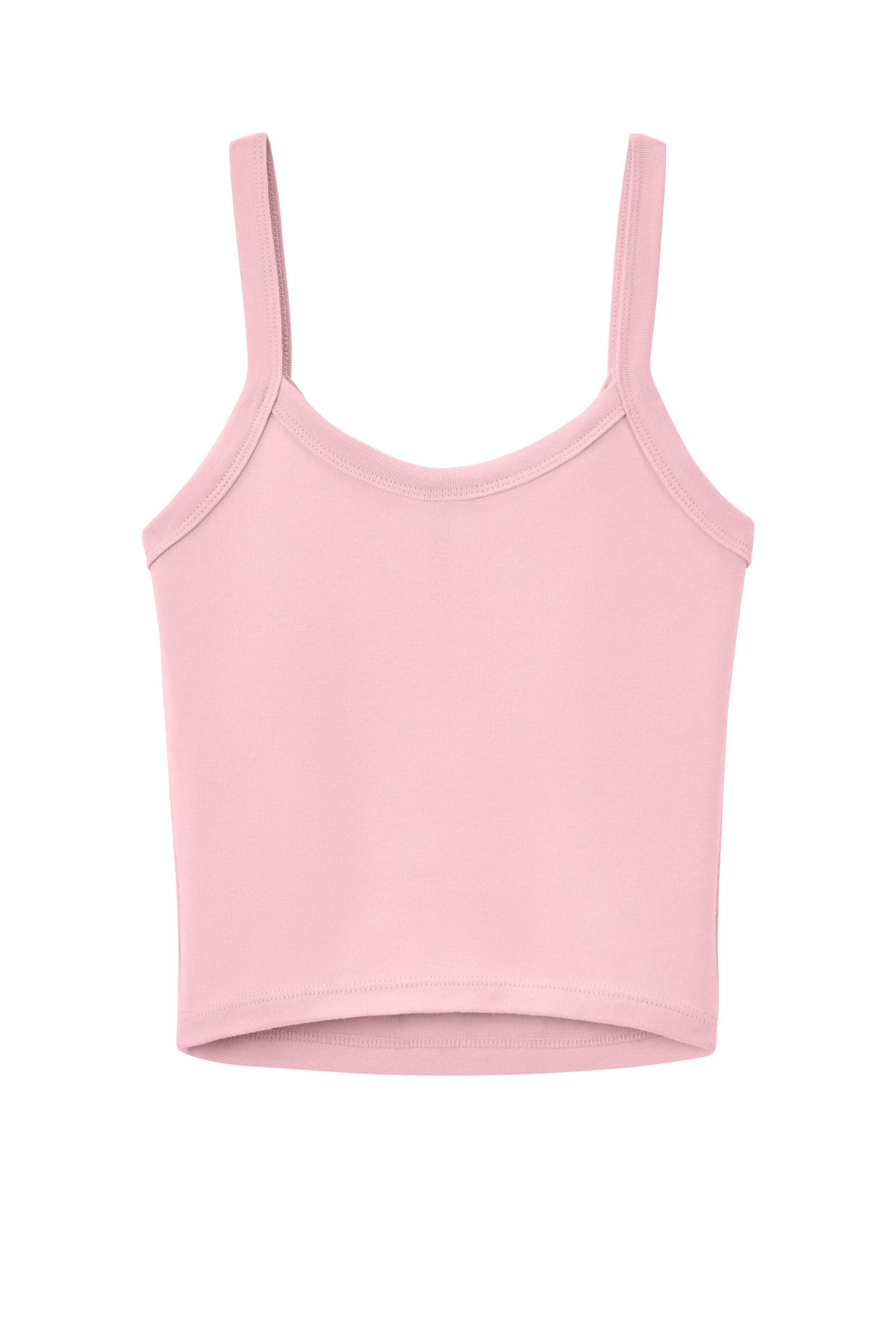 BELLA+CANVAS Women's Micro Rib Spaghetti Strap Tank - Solid Pink Blend - flat back