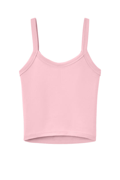 BELLA+CANVAS Women's Micro Rib Spaghetti Strap Tank - Solid Pink Blend - flat back
