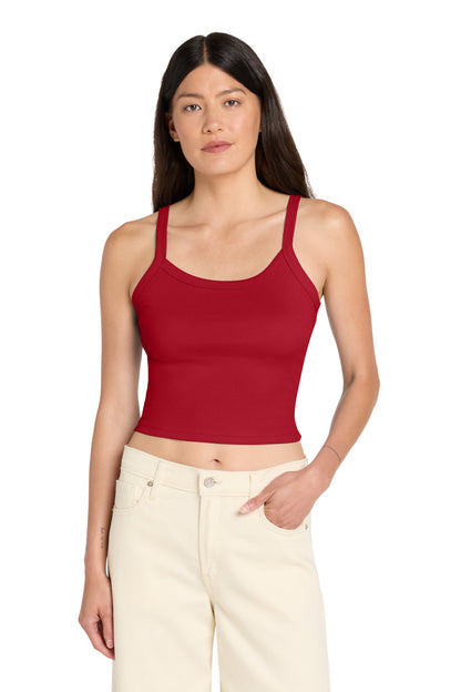 BELLA+CANVAS Women's Micro Rib Spaghetti Strap Tank - Solid Red Blend - front