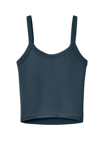 BELLA+CANVAS Women's Micro Rib Spaghetti Strap Tank - Solid Vintage Navy Blend - flat back
