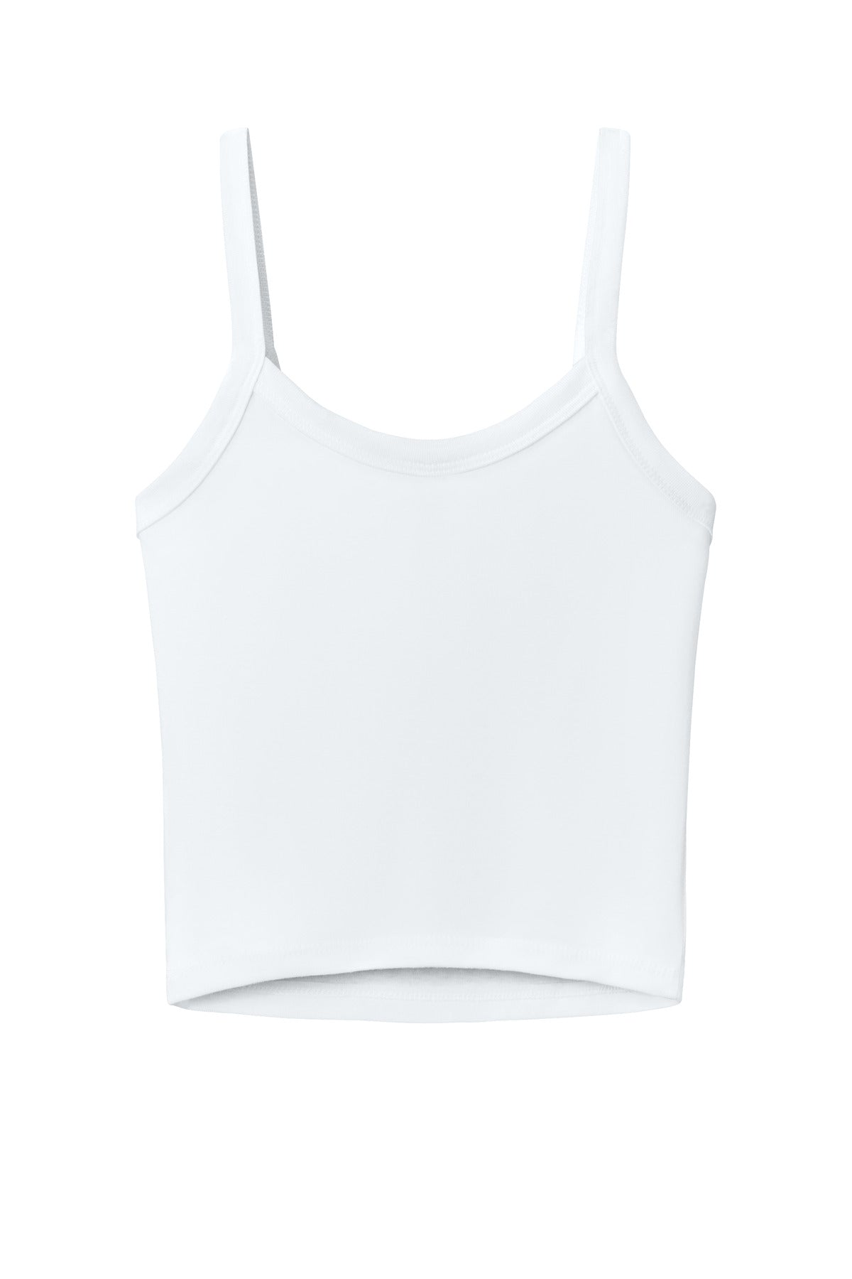 BELLA+CANVAS Women's Micro Rib Spaghetti Strap Tank - Solid White Blend - flat back