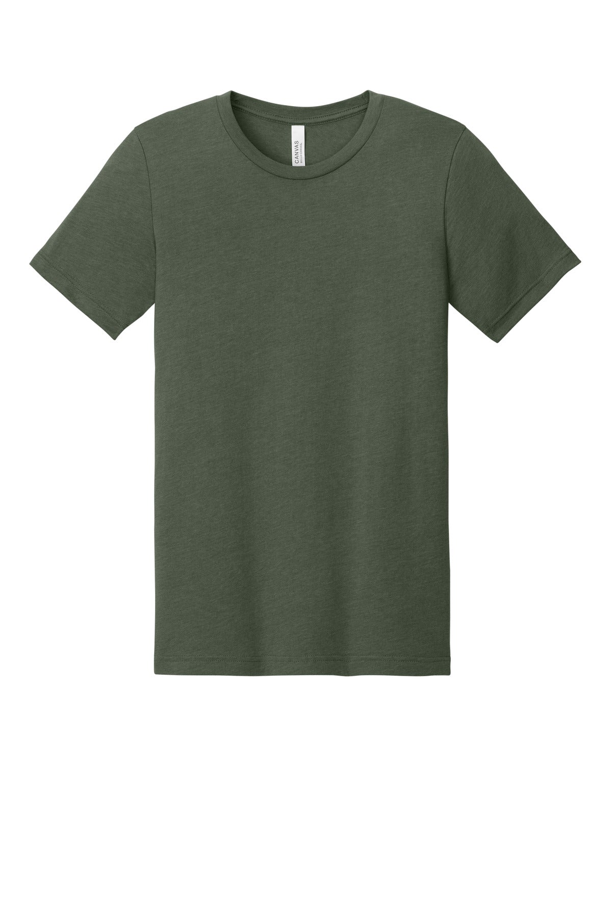 BELLA+CANVAS Unisex Heather CVC Short Sleeve Tee - Heather Military Green - flat front