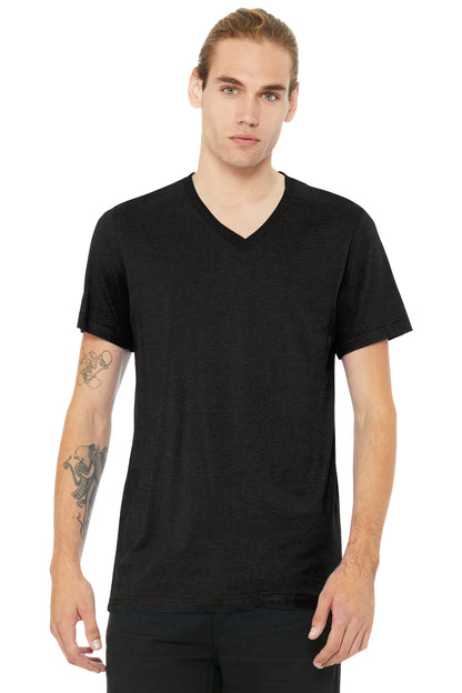 BELLA+CANVAS Unisex Heather CVC V-Neck Tee - Black Heather - front