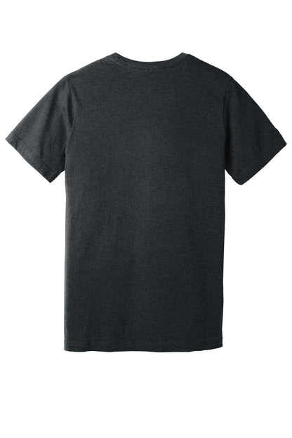 BELLA+CANVAS Unisex Heather CVC V-Neck Tee - Dark Grey Heather - flat back