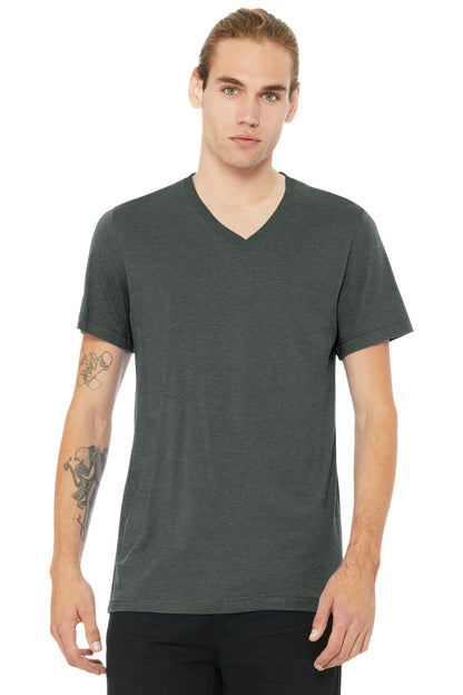 BELLA+CANVAS Unisex Heather CVC V-Neck Tee - Deep Heather - front