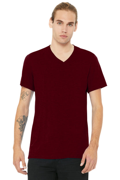 BELLA+CANVAS Unisex Heather CVC V-Neck Tee - Heather Cardinal - front