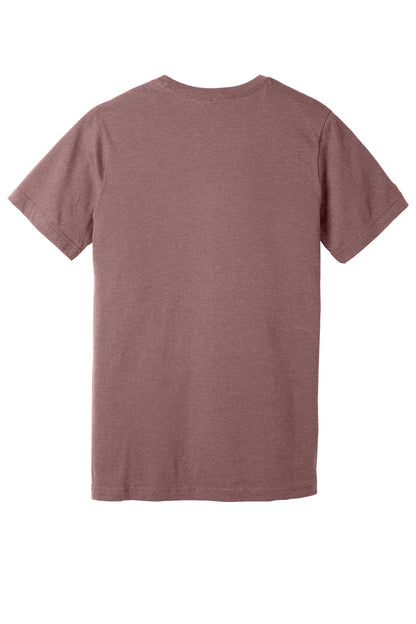 BELLA+CANVAS Unisex Heather CVC V-Neck Tee - Heather Mauve - flat back
