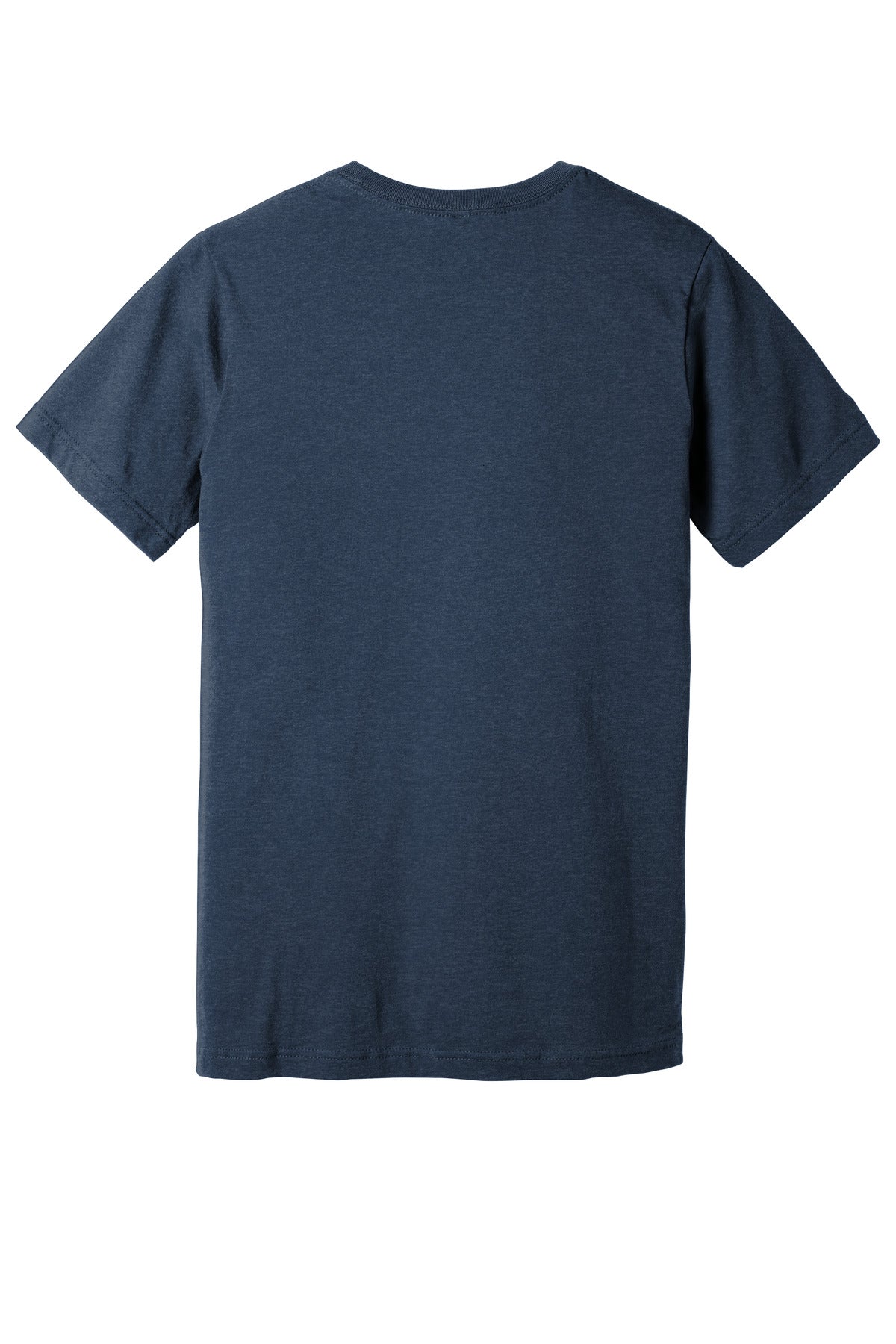BELLA+CANVAS Unisex Heather CVC V-Neck Tee - Heather Navy - flat back