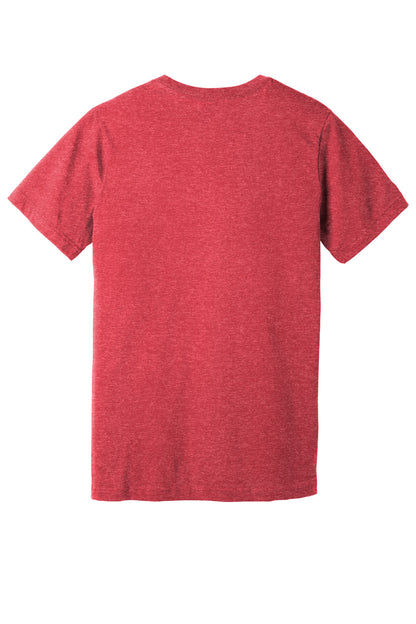 BELLA+CANVAS Unisex Heather CVC V-Neck Tee - Heather Red - flat back