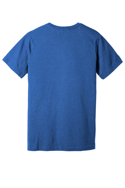 BELLA+CANVAS Unisex Heather CVC V-Neck Tee - Heather True Royal - flat back