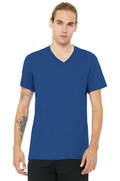 BELLA+CANVAS Unisex Heather CVC V-Neck Tee - Heather True Royal - front