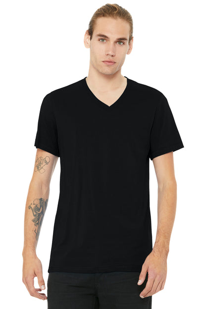 BELLA+CANVAS Unisex Heather CVC V-Neck Tee - Solid Black Blend - front