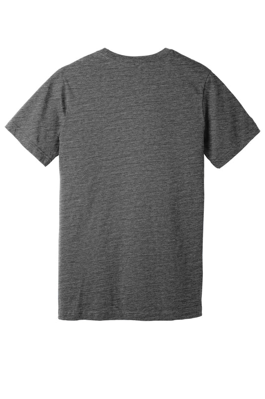 BELLA+CANVAS Unisex Textured Jersey V-Neck Tee - Asphalt Slub - flat back