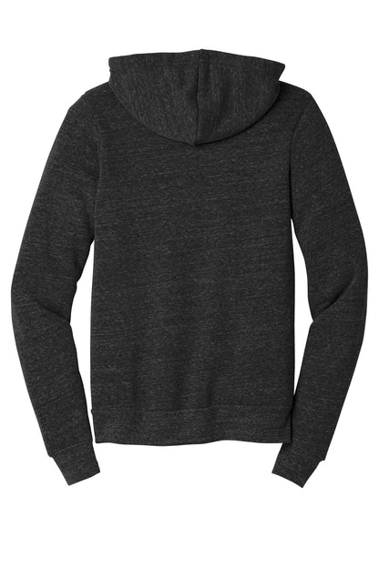BELLA+CANVAS Unisex Triblend Sponge Fleece Full-Zip Hoodie - Charcoal-Black Triblend - flat back