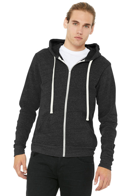 BELLA+CANVAS Unisex Triblend Sponge Fleece Full-Zip Hoodie - Charcoal-Black Triblend - front