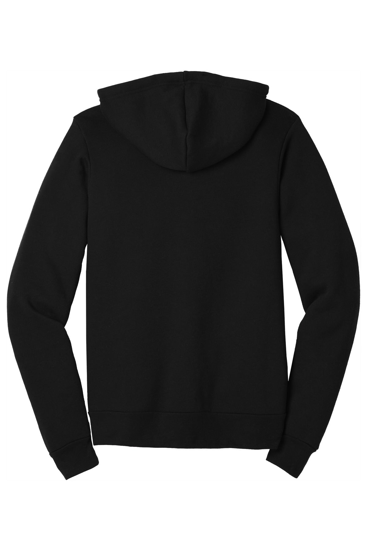 BELLA+CANVAS Unisex Triblend Sponge Fleece Full-Zip Hoodie - Solid Black Triblend - flat back